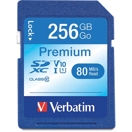 Verbatim 256Gb Premium Sdxc Memory Card, Uhs-I V10 U1 Class 10 99828